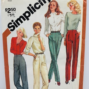 Vintage Simplicity 5205 Misses Pants Slacks Trousers Sewing Pattern Tapered  or Straight Leg Size 6 Waist 23” UNCUT FF
