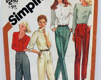Vintage Simplicity 5205 Misses Pants Slacks Trousers Sewing Pattern Tapered  or Straight Leg Size 6 Waist 23” UNCUT FF