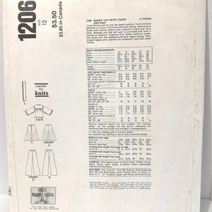 Vintage Vogue 1206 Parijs originele ontwerper Lanvin mist trui top rok broek en sjerp naaipatroon maat 12 ONBESNEDEN FF afbeelding 4