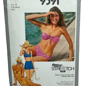 Vintage Simplicity 9391 Misses Bikini Bathing Suits Swimsuits Sewing Pattern Two Piece Beachwear Sizes 10-12-14 Bust 32.5-36 UNCUT FF