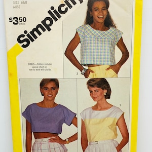 Vintage Simplicity 6328 Pullover Blouse Top Shirt in Three Lengths Sizes 6-8 Cut to Size 8 Complete image 1