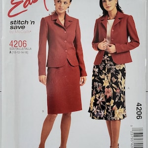 Patrón de costura para chaqueta y falda forradas de McCall’s 4206 Stitch N Save para señoritas/señoritas pequeñas, fácil de coser, para trajes o prendas separadas, tallas 10, 12, 14 y 16, sin cortar