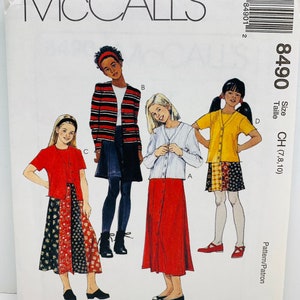 McCall’s 8490 Girl’s Jacket, Top and Skirt in Two Lengths Sewing Pattern Back to School Wardrobe Sizes 7-8-10 UNCUT FF
