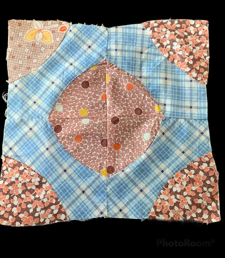 ヴィンテージ 1940 年代 パッチワーク キルト ブロック キルティング