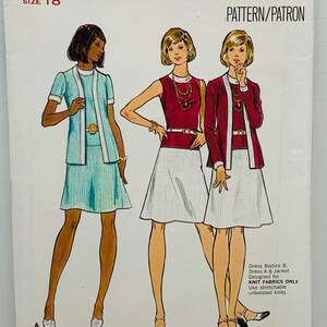 Vintage 70s Butterick 3080 Misses Plus Size Fitted Dress and Cardigan Jacket Sewing Pattern Size 18 Bust 40 Waist 32 UNCUT FF