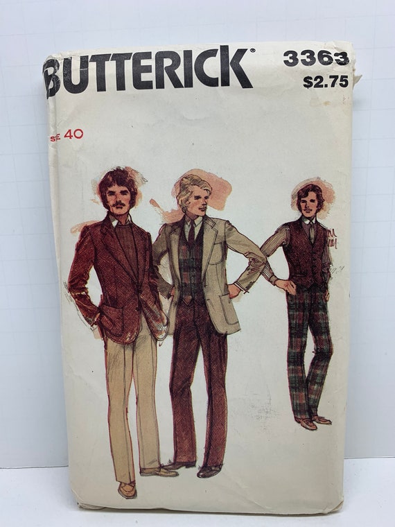 流行り の ブランド - 2024年おすすめのアイテム満載 Jacket Suit Men's 1980s 3363 Butterick Vest Slacks Pants and ブルゾン