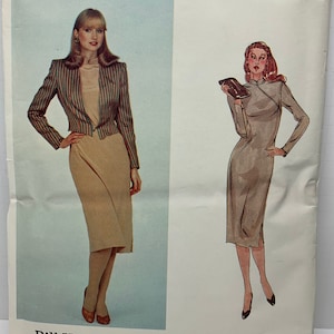 Vintage Vogue 2367 Misses Jacket and Asymmetrical Dress  Bill Kaiserman American Designer Sewing Pattern Size 14 Bust 36 1970s UNCUT FF