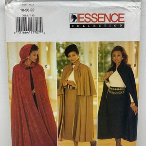 Easy to Sew Butterick 3084 Misses Hooded Lined Cape and Straight Skirt Sewing Pattern Essence Collection Capelet Plus Sizes 18-20-22 UNCUT