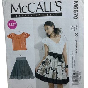 Easy McCall’s 6570 Misses Cute Pull On Skirt and Top Sewing Pattern Contemporary Fashion Sizes 12-14-16-18-20 UNCUT FF