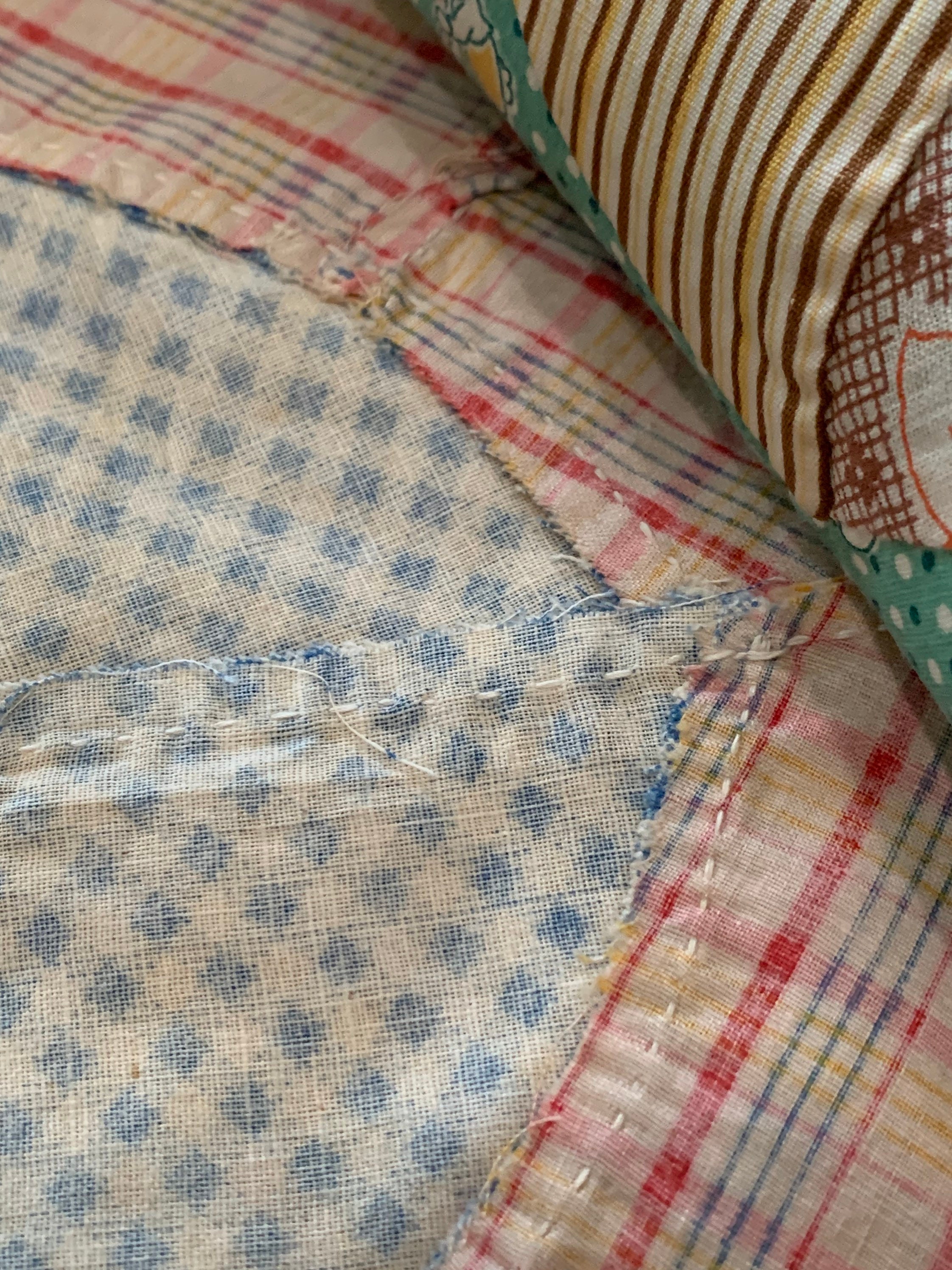 ヴィンテージ 1940 年代 パッチワーク キルト ブロック キルティング