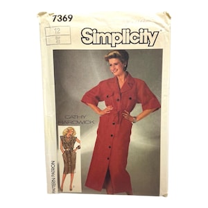 Simplicity 7369 Misses Loose Fit Klänning Mönster Cathy Hardwick Designer Storlek 12 Oklippt FF