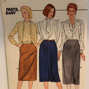 Butterick 6777 Misses Straight Skirt Sewing Pattern Pockets, Smooth or Inverted Pleat, Set in Waistband Sizes 8-10-12 Waist 22.5-26 UNCUT FF