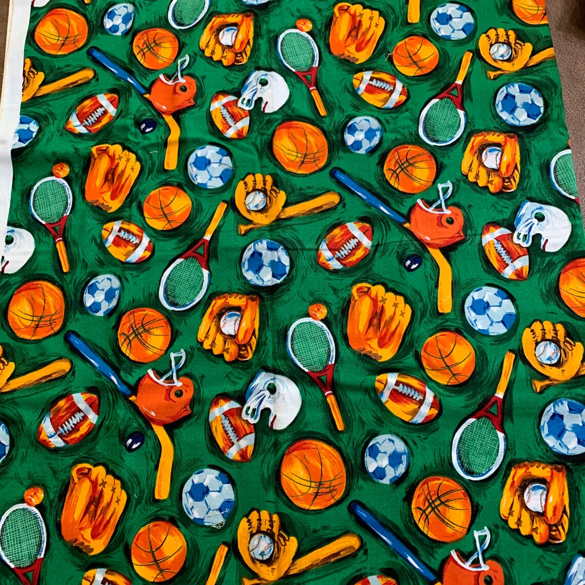 Vintage Sports Fabric Cotton 1.25 Yards by Texstyles Football Etsy