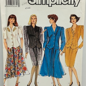 Misses Two Piece Dress Sewing Pattern Simplicity 9855 Includes Button Front Top and Skirt Plus Sizes 16-18-20-22-24 UNCUT FF