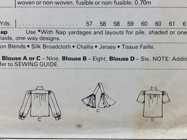 Misses Blouses Tops with Elastic Waist Collar and Sleeve Variations Sewing Pattern Butterick 3197 Vintage 1970s Size 14 Bust 36 UNCUT image 6