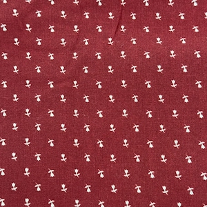 Brick Red Calico Fabric Floral Cotton Fabric Tiny Print Choose Length