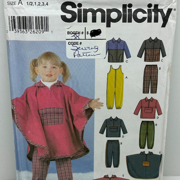 Girl’s Poncho Cape Pants Jumpsuit Jacket Pullover Top Sewing Pattern Simplicity 5807 Sizes 1/2-1-2-3-4 UNCUT FF