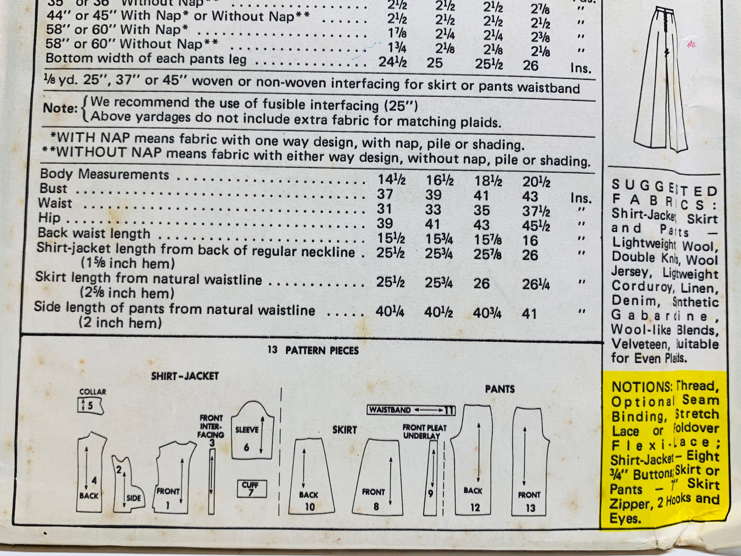 VTG 70s Mccall’s 4403 4402 Misses Half Size Shirt Jacket, Skirt With ...