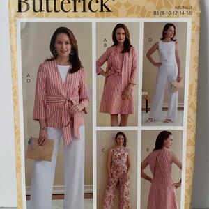 Butterick 10638  B6775 10804 Jacket Dress Sash and Jumpsuit Sewing Pattern Womens Misses Sizes 8 10 12 14 16;UNCUT FF