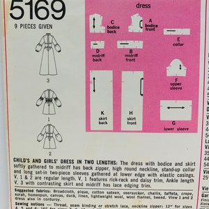 Vintage 1970s Girls Dresses in Two Lengths Sewing Pattern Simplicity 5222 or 5169 Jumper or Skirt Gathered to Bodice Size 5 UNCUT FF image 6