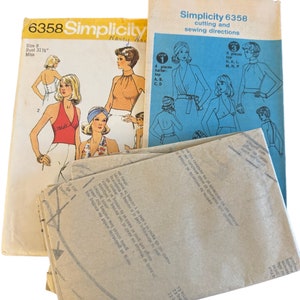 Misses Halter Top Sewing Pattern Simplicity 6358 Vintage 70s Tops ...