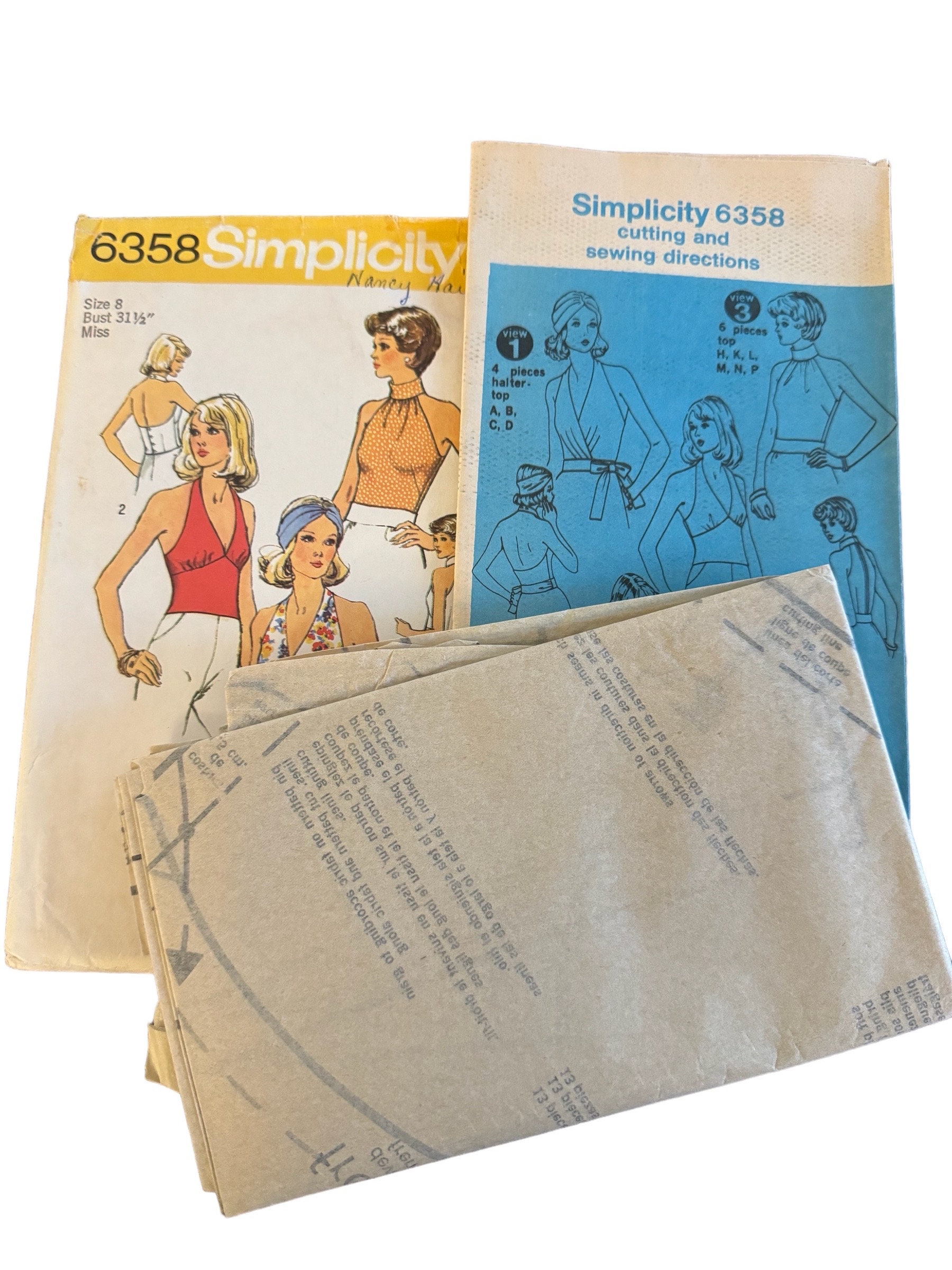 Misses Halter Top Sewing Pattern Simplicity 6358 Vintage 70s Tops ...