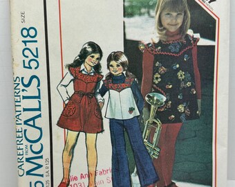 McCall’s 5218 Girl’s Jumper Dress or Top and Pants Sewing Pattern  Size 7 UNCUT FF