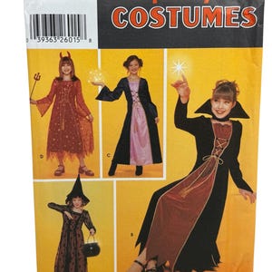 Patrón de costura Simplicity 5937 para disfraz de Halloween de bruja y demonio para niña, tallas renacentistas y medievales: 7, 8, 10, 12 y 14