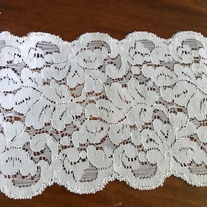Vintage White Lace with Flowers Floral Double Scalloped Edge 4.5” wide Gorgeous Silk and Poly Blend Circa 1970s Sold By the 3 Yard Length