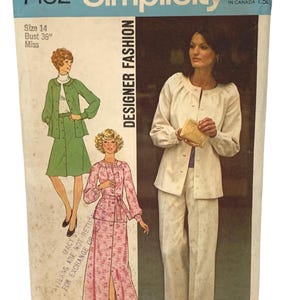 Simplicity 7132 Two Piece Dress or Top Skirt and Pants Pantsuit Maxidress Vintage 70s Misses Size 14 UNCUT FF