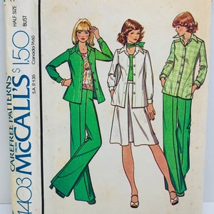 VTG 70s McCall’s 4403 4402 Misses Shirt, Jacke, Rock mit Kellerfalte und Hose, Schnittmuster Hosenanzug Größe 20.5 B43 UNCUT
