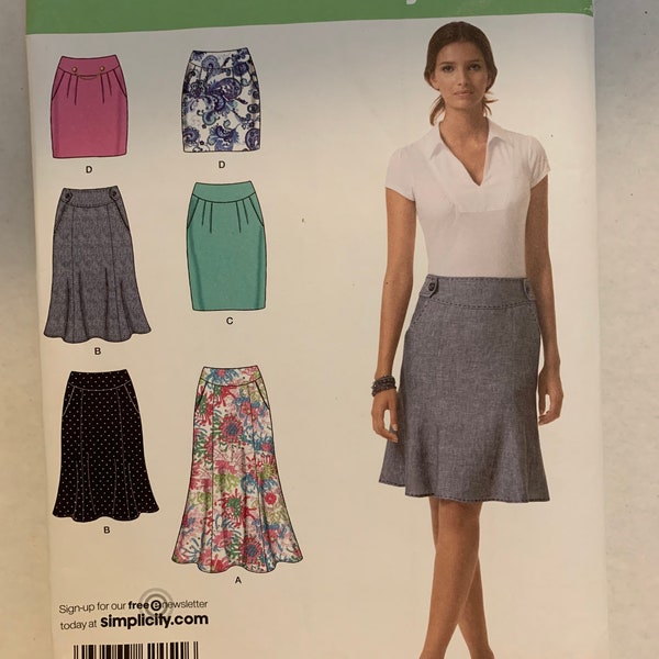 Simplicity 2451 Easy to Sew Misses Skirts in 2 lengths Sewing Pattern 6 Styles Sizes 12-20 OOP Partial Cut to Sz 14 COMPLETE
