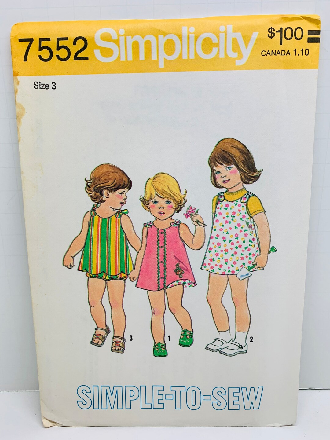 Simplicity 7552 Girl’s Reversible Dress or Top and Bloomers Panties ...
