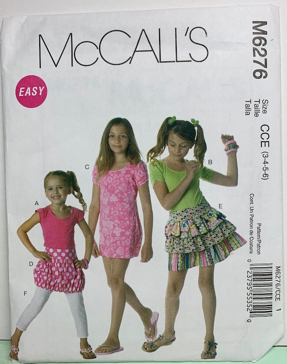 Buy EASY Mccalls 6276 Girls Top Dress Leggings and Ruffled Skirt Back to  School Wardrobe Sizes 3-4-5-6 OOP UNCUT Online in India 