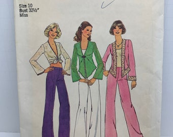 Simplicity 6971  Misses Handkerchief Hem Top, Midriff and Wide Leg Pants Sewing Pattern Vintage 1970s Choose Size 10 or 14-16 UNCUT FF