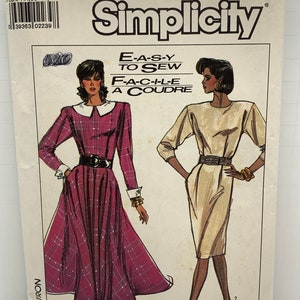 Vintage 80s Simplicity 8170 Misses Straight or Flared Dress in Two Lengths Sewing Pattern  Sizes 10-12