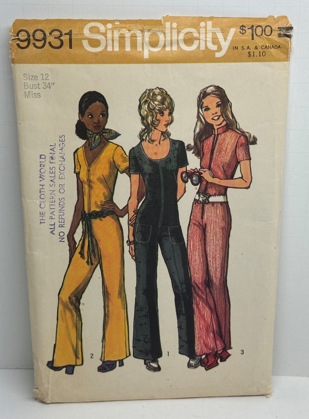 Simplicité 9931 Combinaison-pantalon ajustée groovy pour femme