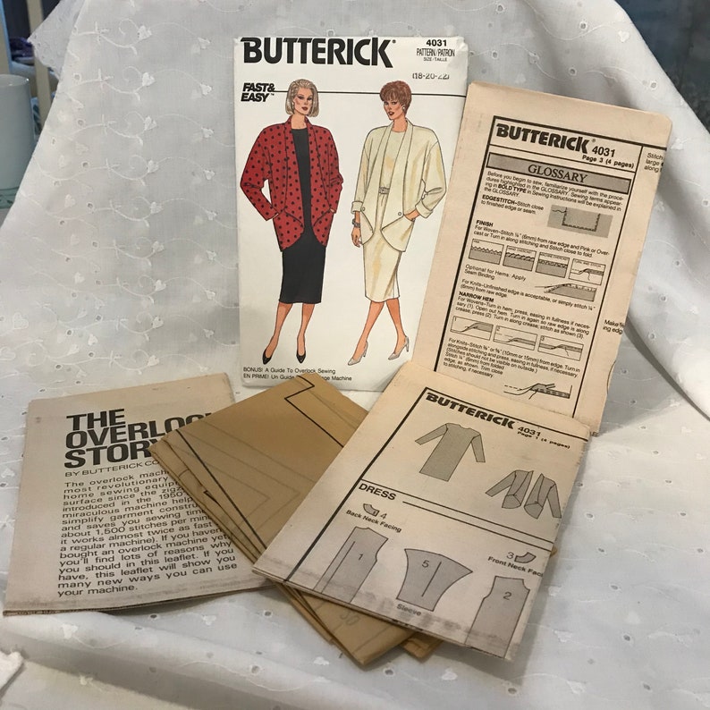 Fast & Easy Pullover Dress and Jacket Sewing Pattern Butterick 4031 Dropped Shoulders Plus Size 18 20 22 UNCUT FF image 2