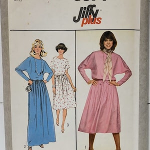 Vintage 1970s Simplicity 8571 Misses Jiffy Plus Pullover Two-Piece Dress In Two Lengths Sewing Pattern Size 14 Bust 36&quot;  UNCUT FF