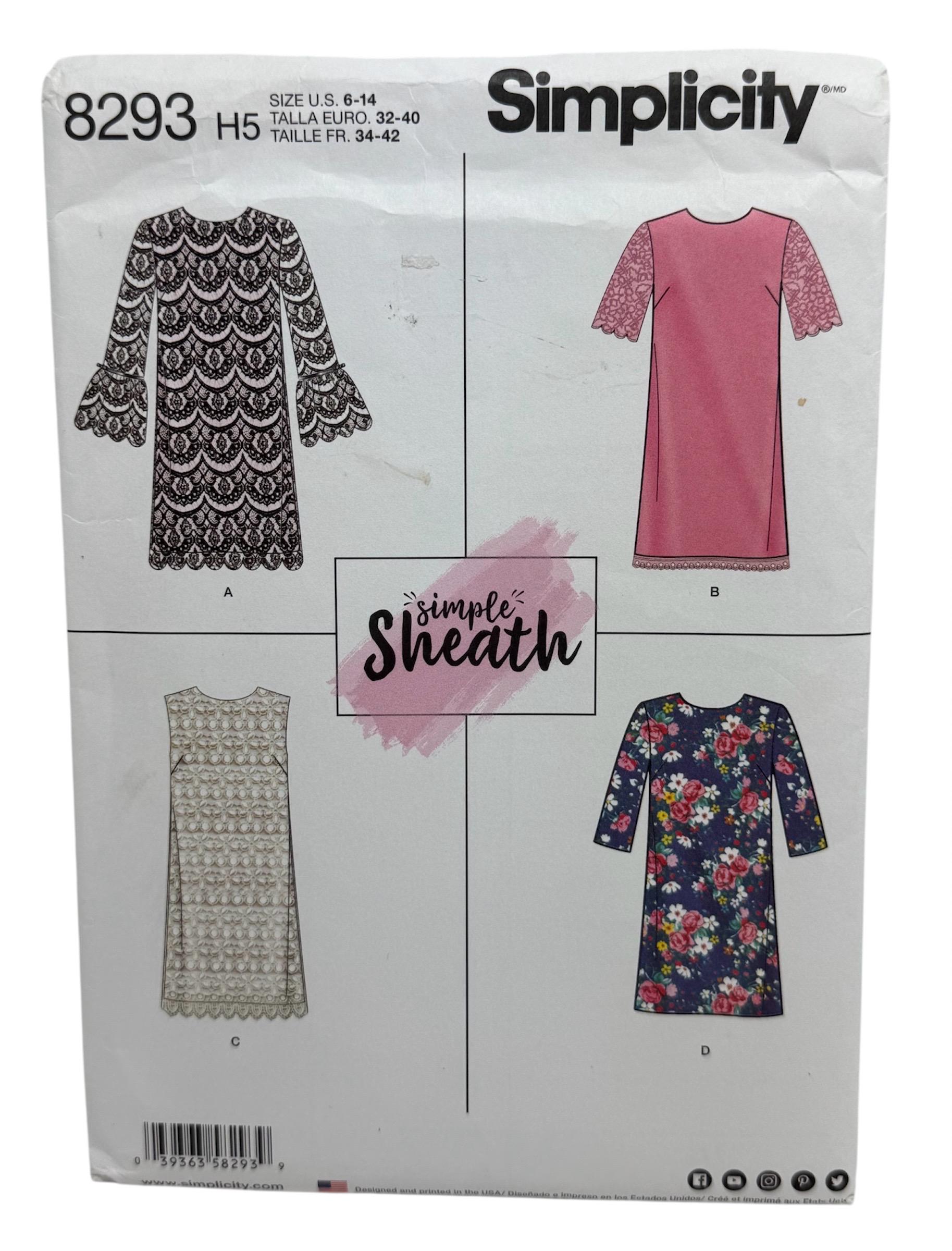 Simplicity 8293 Misses Simple Sheath Dress Sewing Pattern Sizes 6-8-10 ...