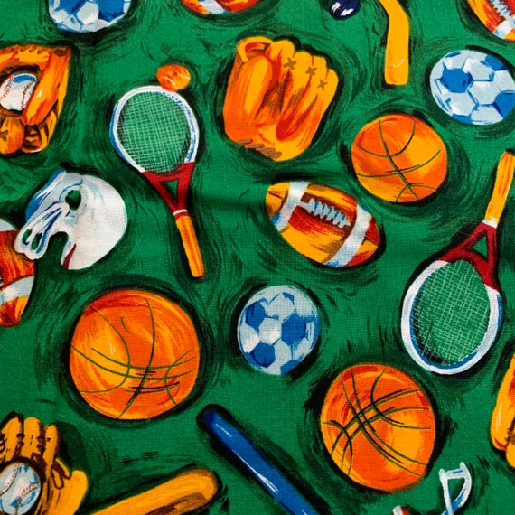 Vintage Sports Fabric Cotton 1.25 Yards by Texstyles Football Etsy