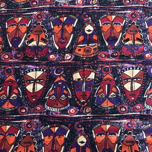 Tela de algodón con estampado de máscaras africanas Ruby Balais para SSI 41x31