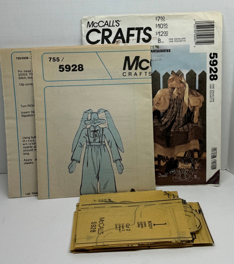 Mccalls Craft Sewing Pattern 5928 755 Whimsical Wabbits Country Rabbits ...