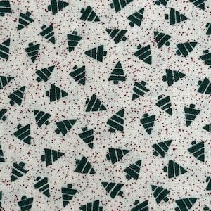 Pine Christmas Trees Cotton Fabric Beige Background with Green Trees Choose Length