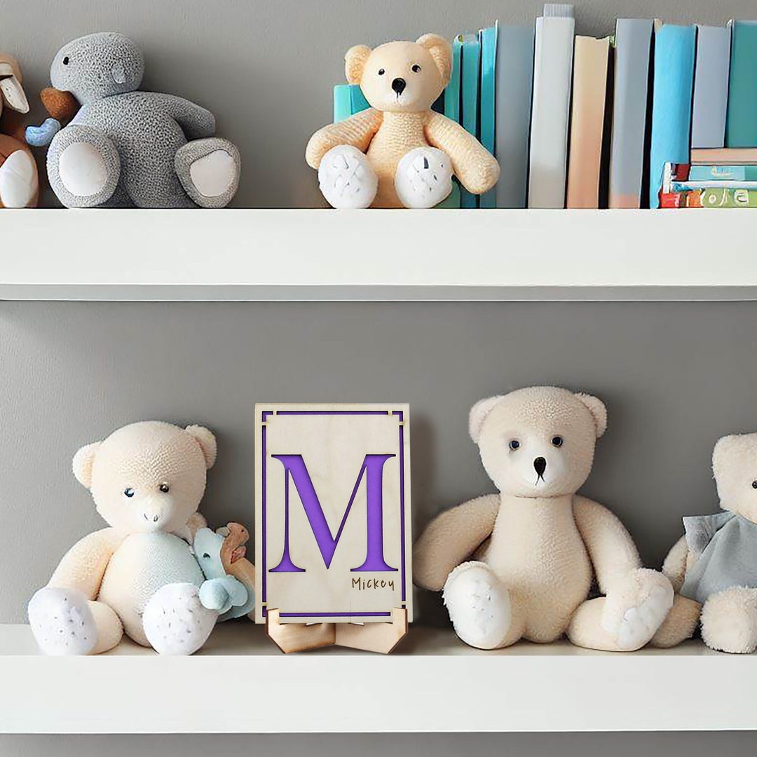 Personalised Kids Letter M Sign for Playroom, New Baby Initial M Sign ...