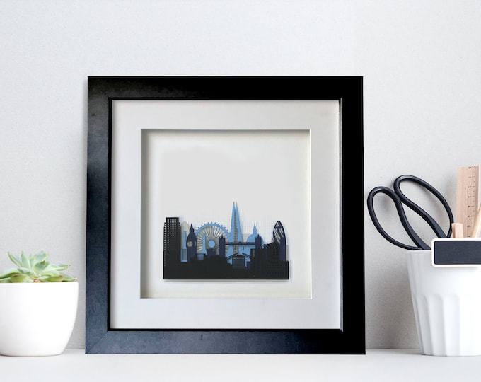 Framed London Skyline Laser cut Wall Art, London City Silhouette Art for Home, London Architecture Lover Print, Gift for London Home Owners