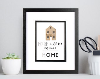 Personalised framed Love print for New Home, custom housewarming wall art, framed print for family, first Christmas in new home gift