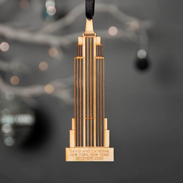 Personalised Empire State building Christmas Tree decoration, New York tree ornament, New York skyline Souvenir.