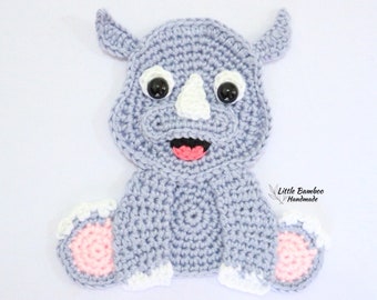 PATTERN- Rhinoceros Applique-Crochet Pattern, pdf