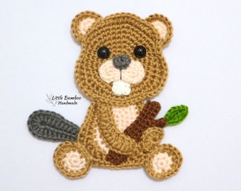 PATTERN- Beaver Applique-Crochet Pattern, pdf